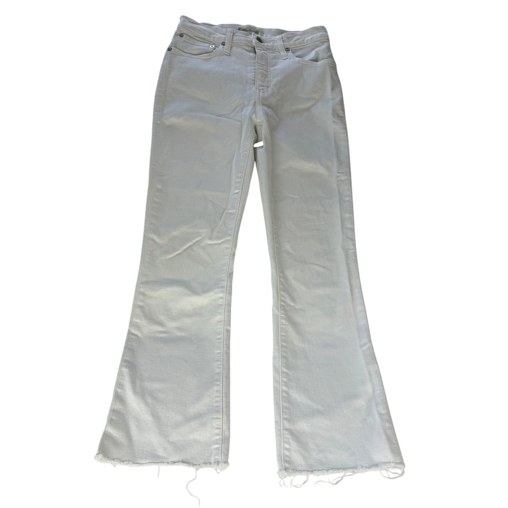 Madewell Cali Demi-Boot White High Rise Raw Hem‎ Jeans Size 26 Kick Flare